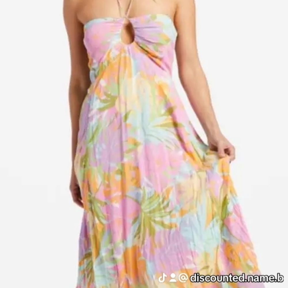 Billabong Pastel Floral Strapless Maxi Dress